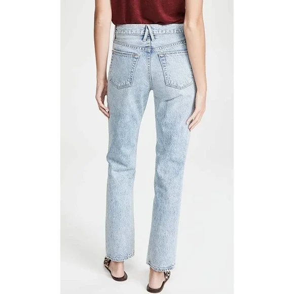 SLVRLAKE Tyler Straight Jeans Womens 30 Blue Distressed Lonely Heart Wash NWOT